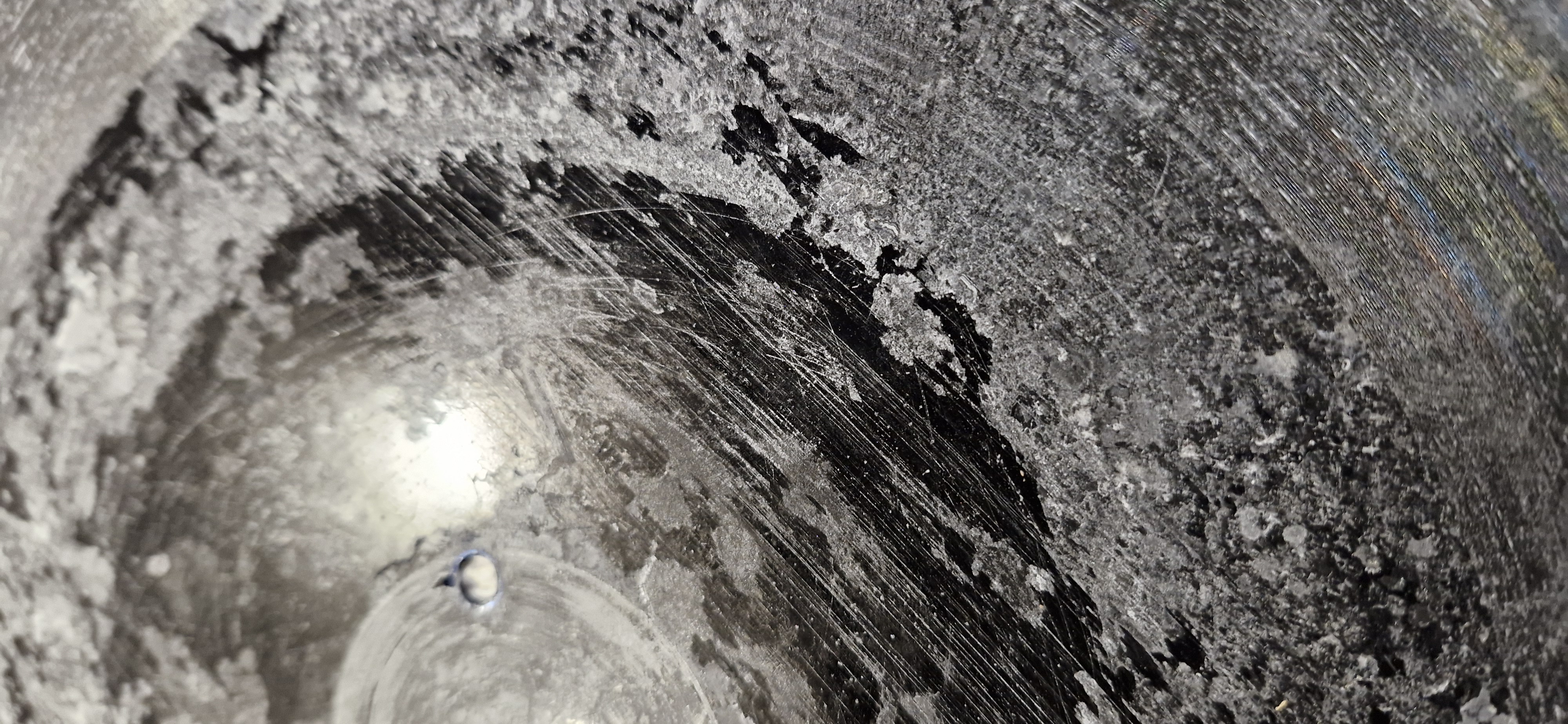 Corrosion and palmitic acid on an acetate disc